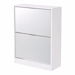 Meuble à chaussures - Non spécifié - 80 x 60 x 24 cm - 2 tiroirs inclinés - Miroirs intégrés - Blanc