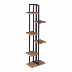 Support de plantes - Non spécifié - 5 niveaux - 120 x 34 x 21 cm - Effet noyer - Noir