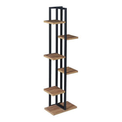 Support de plantes - Non spécifié - 5 niveaux - 120 x 34 x 21 cm - Effet noyer - Noir