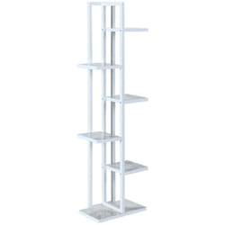 Helloshop26 - Support de plantes à 5 niveaux 120 x 34 x 21 cm marbre blanc / blanc