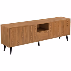 Meuble TV Ce meuble de rangement moderne et décorative est doté de 5 portes qui s'ouvrent par simple pression. Ce support off ...