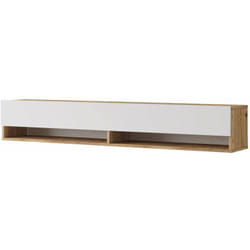 Meuble TV à 2 portes 29,5 x 180 x 31,5 cm effet chêne rustique / blanc