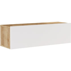 Helloshop26 - Meuble tv à porte 29,5 x 100 x 31,5 cm effet chêne rustique / blanc