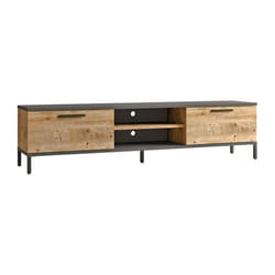 Meuble TV a 2 portes 39 x 160 x 35 cm effet chene rustique / anthracite