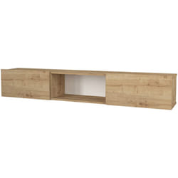 Helloshop26 - Meuble tv suspendu rangement 180 x 31 x 29,5 cm effet chêne