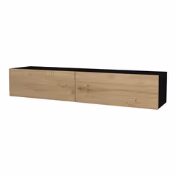Meuble TV - Non spécifié - 135 x 31 x 25 cm - Noir - Effet chêne - 2 compartiments fermés