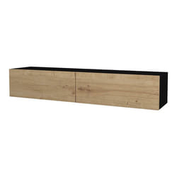 Meuble TV - Non spécifié - 135 x 31 x 25 cm - Noir - Effet chêne - 2 compartiments fermés