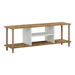 Meuble TV avec espace de rangement 43 x 120 x 29 cm effet bois / blanc
