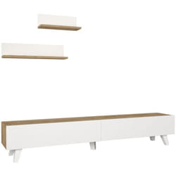 Helloshop26 - Ensemble meuble tv et 2 étagères 180 x 31 x 33 cm effet chêne blanc