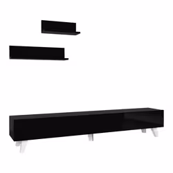 Ensemble meuble TV - Non spécifié - 180 x 31 x 33 cm - Noir - 2 étagères - Design contemporain