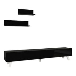 Ensemble meuble TV - Non spécifié - 180 x 31 x 33 cm - Noir - 2 étagères - Design contemporain
