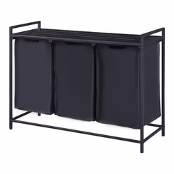 Panier à linge - Non spécifié - 3 bacs coulissants - 76 x 103 x 38 cm - Noir - 45 litres par sac