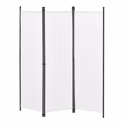 Paravent - Blanc - 3 Panneaux - 171 x 150 cm - Acier - 100% Polyester