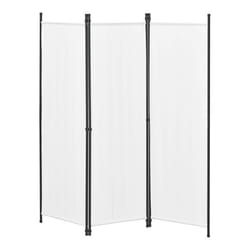 Paravent - Blanc - 3 Panneaux - 171 x 150 cm - Acier - 100% Polyester