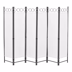 Paravent - Blanc - 6 Panneaux - 171 x 240 cm - Polyester - Extérieur