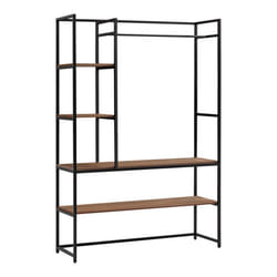 Portant à vêtements - Noir - 180 x 120 x 40 cm - Métal et MDF - Design industriel - Rangement pratique