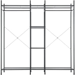 Helloshop26 - Garde-robe avec étagères meuble de rangement 4 surfaces de stockage 2 tringles acier laqué 150 x 150 x 40 cm noir