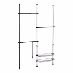 Penderie telescopique acier laque 160 200 cm noir