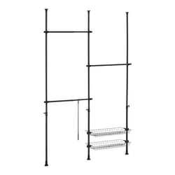 Penderie telescopique acier laque 160 200 cm noir