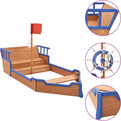 Notre fantastique bac à sable en bois dans une nouvelle conception de bateau pirate est un équipement de jeu parfait pour le  ...