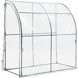 Serre de jardin adossée juta en acier et PVC à porte zippée 100 x 200 x 215 cm
