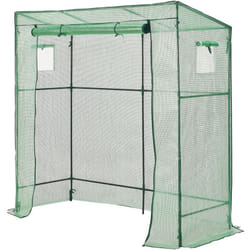 Helloshop26 - Serre de tomates en acier et polyéthylène à porte et 2 fenêtres zippées 198 x 78 x 180 - 200 cm vert