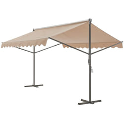 Helloshop26 - Store banne autoportant à double pente 400 x 300 x 260 cm sable
