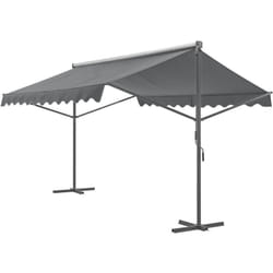 Store banne autoportant à double pente 600 x 300 x 260 cm gris foncé