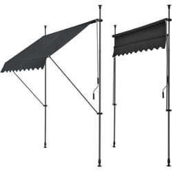 Store banne téléscopique acier polyester 200 x 120 x 200-300 cm noir