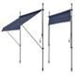 Store banne téléscopique - Acier - Polyester - 250x120 cm - Bleu foncé - Réglable 200-300 cm