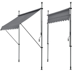 Helloshop26 - Store banne téléscopique acier polyester 250 x 120 x 200-300 cm gris ardoise