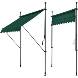 Store banne téléscopique acier polyester 350 x 120 x 200-300 cm vert foncé