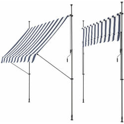 Helloshop26 - Store banne téléscopique acier polyester 400 x 120 x 200-300 cm bleu foncé blanc