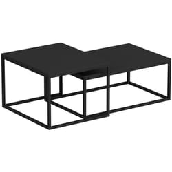 Helloshop26 - Set de 2 tables basses gigognes rectangulaires noir mat