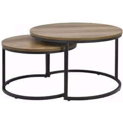 Set de 2 tables basses gigognes L'ensemble de 2 tables basses rondes gigognes offre un look agréable pour votre salon. Grâce  ...