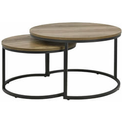 Helloshop26 - Set de 2 tables basses rondes gigognes effet bois