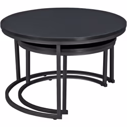 Set de 2 tables basses gigognes L'ensemble de 2 tables basses rondes gigognes offre un look agréable pour votre salon. Grâce  ...