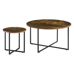 Set de 2 tables basses gigognes effet bois fonce noir mat
