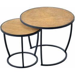 Helloshop26 - Set de 2 tables basses gigognes rondes noir effet bois