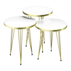 Set de 3 tables d appoint ry rondes gigognes blanc or
