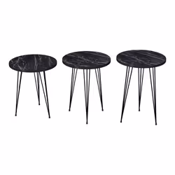 Set de 3 tables d appoint rondes gigognes marbre noir