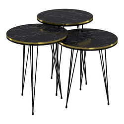 Set de 3 tables d appoint rondes gigognes marbre noir or