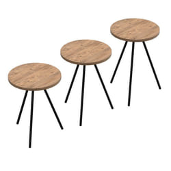 Set de 3 tables dappoint - Naturel Noir - Rond - Gigognes - Intemporel - Stable