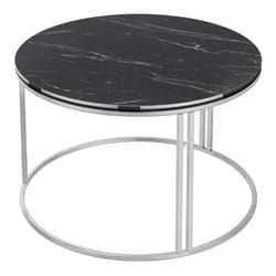 Table basse ronde 50 x 80 cm marbre noir argent
