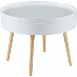Table basse avec plateau amovible 45 x 60 cm blanc