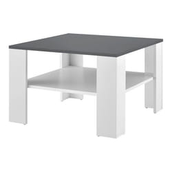 Table basse de salon 60 x 60 x 40 cm blanc et gris fonce