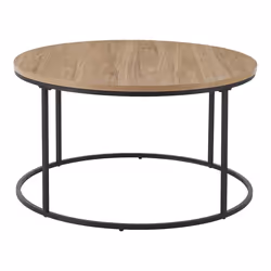 Table basse ronde - Moderne - 80 cm - Noir - Effet bois - Métal
