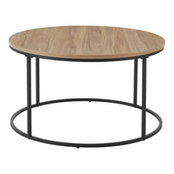 Table basse ronde - Moderne - 80 cm - Noir - Effet bois - Métal