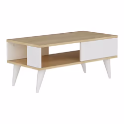 Table basse avec espace de rangement 40 x 90 x 45 cm effet chene / blanc