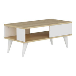 Table basse avec espace de rangement 40 x 90 x 45 cm effet chene / blanc